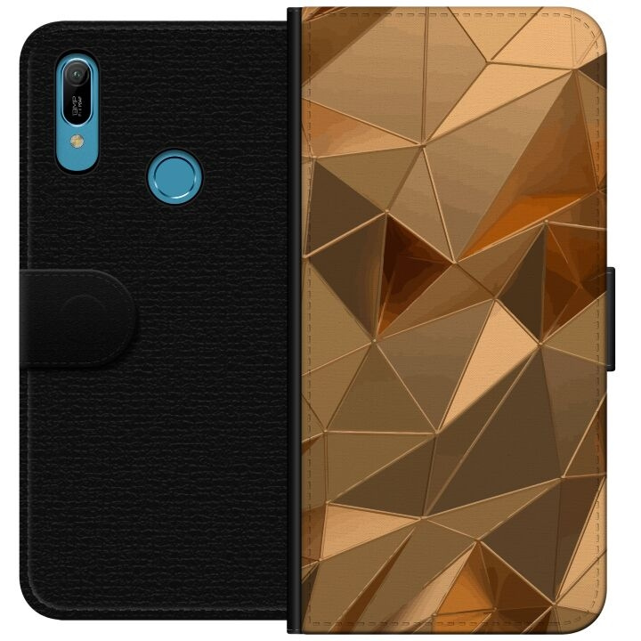 Portemonnee-hoesje voor Huawei Y6 (2019) met 3D Goud ontwerp in de groep SMARTPHONE & TABLETS / Mobielbescherming / Huawei/Honor bij TP E-commerce Nordic AB (A53801)