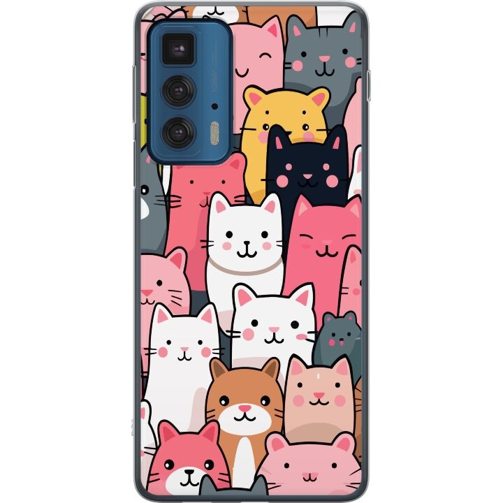Mobiele hoes voor Motorola Edge 20 Pro met Kattenpatroon ontwerp in de groep SMARTPHONE & TABLETS / Mobielbescherming / Motorola bij TP E-commerce Nordic AB (A54079)