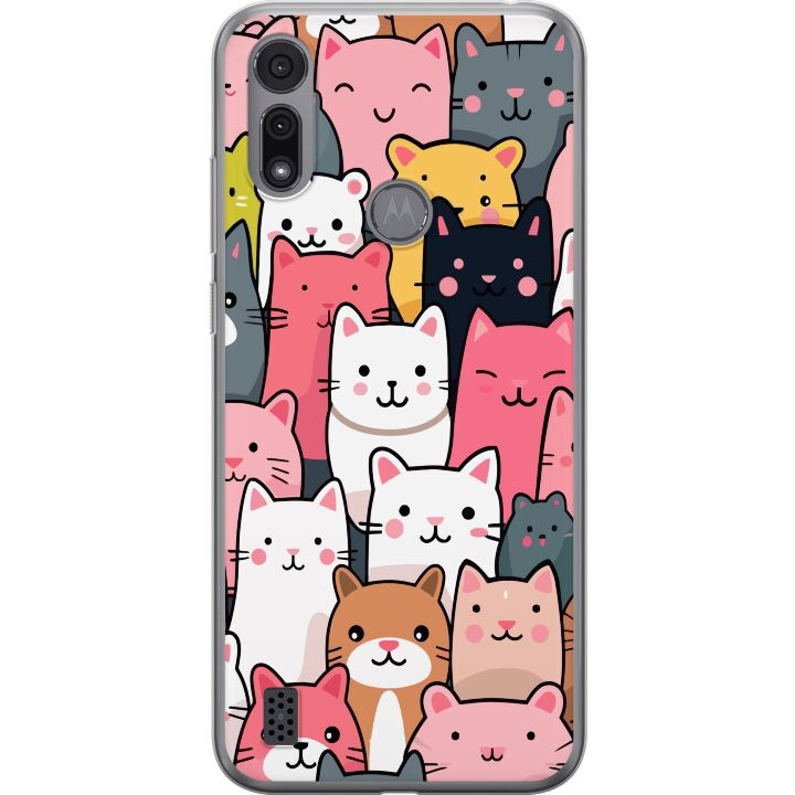Mobiele hoes voor Motorola Moto E6i met Kattenpatroon ontwerp in de groep SMARTPHONE & TABLETS / Mobielbescherming / Motorola bij TP E-commerce Nordic AB (A54349)