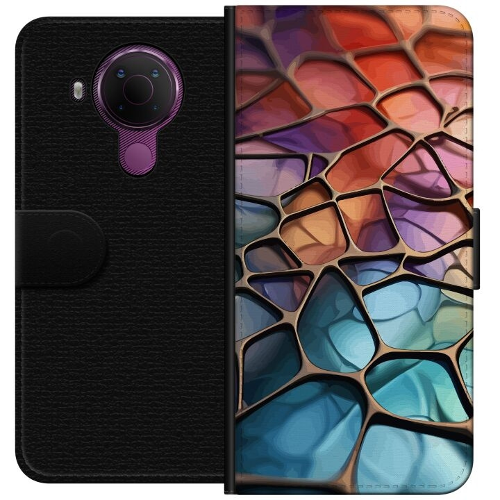 Portemonnee-hoesje voor Nokia 5.4 met Metallic patroon ontwerp in de groep SMARTPHONE & TABLETS / Mobielbescherming / Nokia/Microsoft bij TP E-commerce Nordic AB (A55755)
