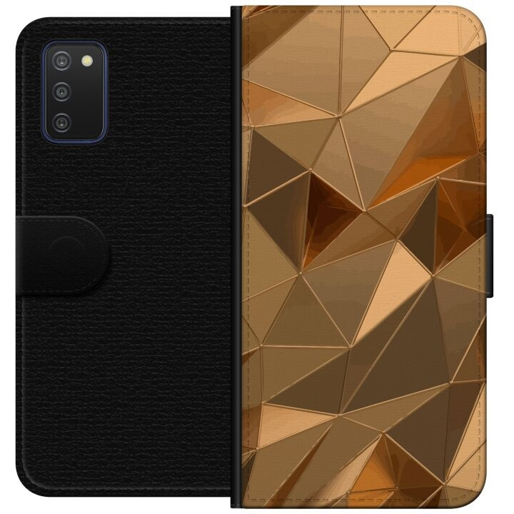 Portemonnee-hoesje voor Samsung Galaxy A03s met 3D Goud ontwerp in de groep SMARTPHONE & TABLETS / Mobielbescherming / Samsung bij TP E-commerce Nordic AB (A58280)