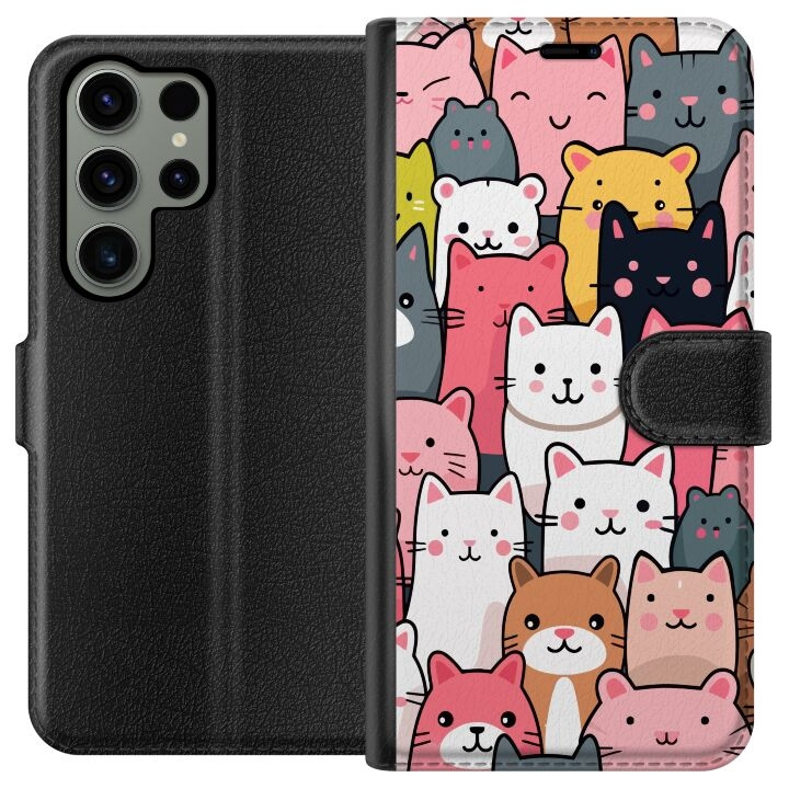 Portemonnee-hoesje voor Samsung Galaxy S23 Ultra met Kattenpatroon ontwerp in de groep SMARTPHONE & TABLETS / Mobielbescherming / Samsung bij TP E-commerce Nordic AB (A62800)