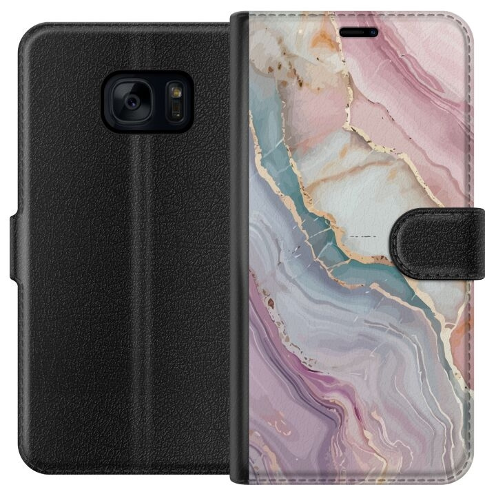 Portemonnee-hoesje voor Samsung Galaxy S7 met Marmer ontwerp in de groep SMARTPHONE & TABLETS / Mobielbescherming / Samsung bij TP E-commerce Nordic AB (A63084)