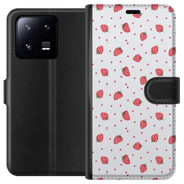 Portemonnee-hoesje voor Xiaomi 13 Pro met Aardbeien ontwerp in de groep SMARTPHONE & TABLETS / Mobielbescherming / Xiaomi bij TP E-commerce Nordic AB (A64186)