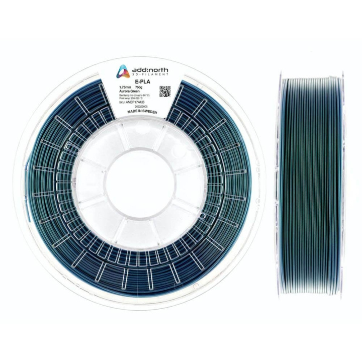 ADDNORTH E-PLA 1.75mm 750g Aurora Green in de groep COMPUTERS & RANDAPPARATUUR / Printers & Accessoires / Printers / 3D-printer en Accessoires / Tillbehör bij TP E-commerce Nordic AB (C00060)