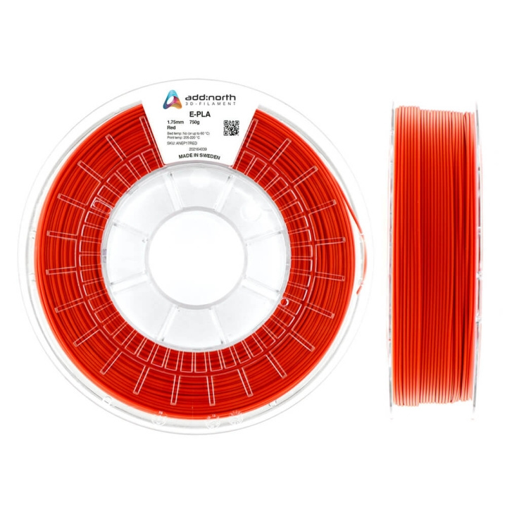 ADDNORTH E-PLA 1.75mm 750g Red in de groep COMPUTERS & RANDAPPARATUUR / Printers & Accessoires / Printers / 3D-printer en Accessoires / Tillbehör bij TP E-commerce Nordic AB (C00101)