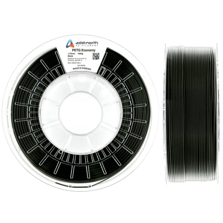 ADDNORTH PETG Economy 1.75mm 1000g Black in de groep COMPUTERS & RANDAPPARATUUR / Printers & Accessoires / Printers / 3D-printer en Accessoires / Tillbehör bij TP E-commerce Nordic AB (C00126)