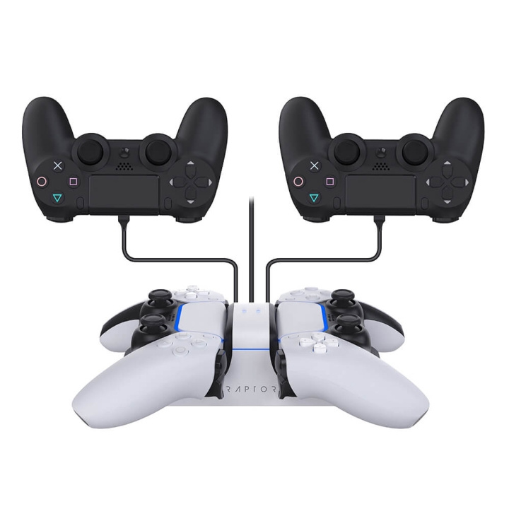 RAPTOR Charger for Controller Dual PS4/PS5 in de groep HOME ELECTRONICS / Spelconsoles en accessoires / Sony PlayStation 5 / Accessoires bij TP E-commerce Nordic AB (C00839)
