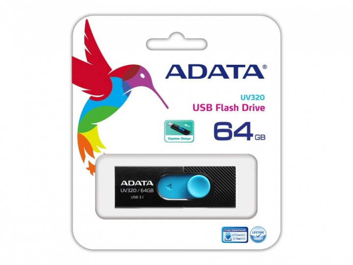 ADATA UV320 64GB Black/Blue USB3.1 in de groep HOME ELECTRONICS / Opslagmedia / USB-geheugen / USB 3.1 bij TP E-commerce Nordic AB (C02533)