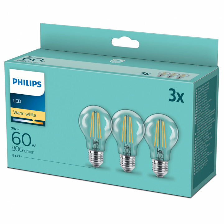 3-pack LED E27 Normal Klar 60W in de groep HOME ELECTRONICS / Verlichting / LED-lampen bij TP E-commerce Nordic AB (C02847)