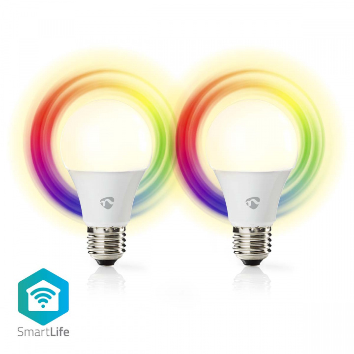 Nedis SmartLife Multicolour Lamp | Wi-Fi | E27 | 806 lm | 9 W | RGB / Warm tot Koel Wit | 2700 - 6500 K | Android™ / IOS | Peer | 2 Stuks in de groep HUISHOUDEN & TUIN / Smart home / Slimme verlichting bij TP E-commerce Nordic AB (C03307)