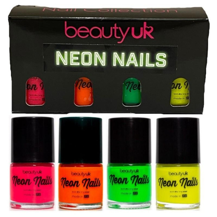Beauty UK Neon Nail Polish Set 1 4x9ml in de groep BEAUTY & HEALTH / Manicure/pedicure / Nagellak bij TP E-commerce Nordic AB (C04139)
