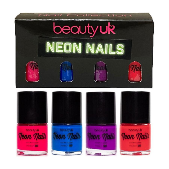 Beauty UK Neon Nail Polish Set 2 4x9ml in de groep BEAUTY & HEALTH / Manicure/pedicure / Nagellak bij TP E-commerce Nordic AB (C04140)