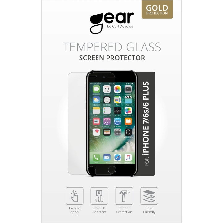 GEAR Glass Prot. 2.5D iPhone 6/6S/7/8 Plus in de groep SMARTPHONE & TABLETS / Mobielbescherming / Apple / iPhone 8 Plus / Screen Protectors bij TP E-commerce Nordic AB (C04212)