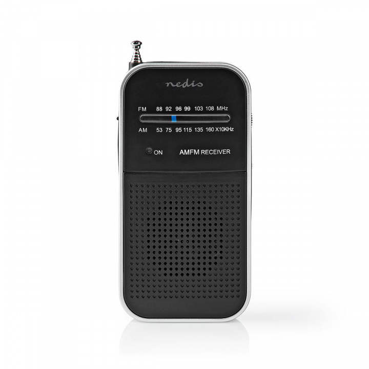 Nedis FM-Radio | Draagbaar Model | AM / FM | Batterij Gevoed | Analoog | 1.5 W | Zwart-Wit Scherm | Koptelefoonoutput | Aluminium / Zwart in de groep HOME ELECTRONICS / Audio & Beeld / Thuisbioscoop, Hifi en Draagbaar / Radio & Wekkers / Draadloze audiozender bij TP E-commerce Nordic AB (C04392)