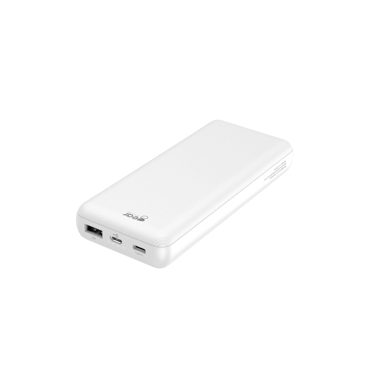 GEAR Powerbank 20 000mAh LiPolymer Ultracompact 2.1A 1xUSB-C 2xUSB-A 1xMicroUSB White in de groep SMARTPHONE & TABLETS / Opladers & Kabels / Powerbanks bij TP E-commerce Nordic AB (C04450)