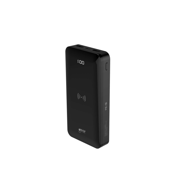 GEAR Powerbank 20 000mAh LiPolymer 5W-QI 18W-PD 3A 1xUSB-C 2xUSB-A 1xMicroUSB LED Black in de groep SMARTPHONE & TABLETS / Opladers & Kabels / Powerbanks bij TP E-commerce Nordic AB (C04452)