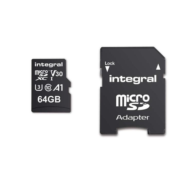 INTEGRAL 64 GB High Speed microSDHC/XC V30 UHS-I U3-geheugenkaart in de groep HOME ELECTRONICS / Opslagmedia / Geheugenkaarten / MicroSD/HC/XC bij TP E-commerce Nordic AB (C04785)