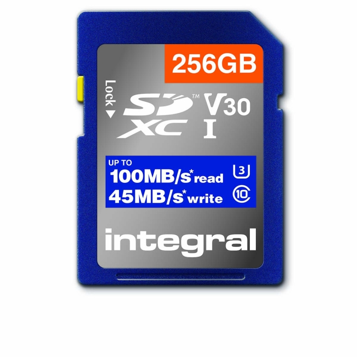 INTEGRAL High Speed SDHC/XC V30 UHS-I U3 256GB SD Geheugenkaart in de groep HOME ELECTRONICS / Opslagmedia / Geheugenkaarten / SD/SDHC/SDXC bij TP E-commerce Nordic AB (C04788)