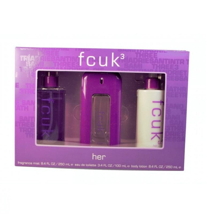 FCUK 3 Her Edt 100ml + Fragrance Mist 250ml + Body Lotion 250ml in de groep BEAUTY & HEALTH / Cadeausets / Cadeausets voor haar bij TP E-commerce Nordic AB (C04910)