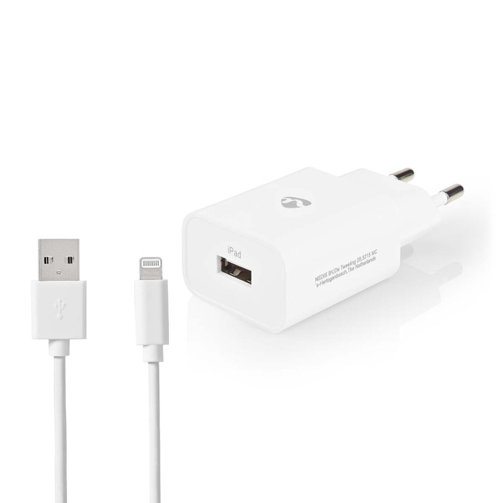 Nedis Oplader | 12 W | Snellaad functie | 1x 2.4 A | Outputs: 1 | USB-A | Lightning 8-Pins (Los) Kabel | 1.00 m | Single Voltage Output in de groep SMARTPHONE & TABLETS / Opladers & Kabels / Wandoplader / Wandoplader Lightning bij TP E-commerce Nordic AB (C05235)
