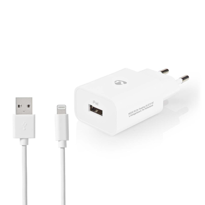 Nedis Oplader | 12 W | Snellaad functie | 1x 2.4 A | Outputs: 1 | USB-A | Lightning 8-Pins (Los) Kabel | 1.00 m | Single Voltage Output | Wit in de groep SMARTPHONE & TABLETS / Opladers & Kabels / Wandoplader / Wandoplader Lightning bij TP E-commerce Nordic AB (C05235)