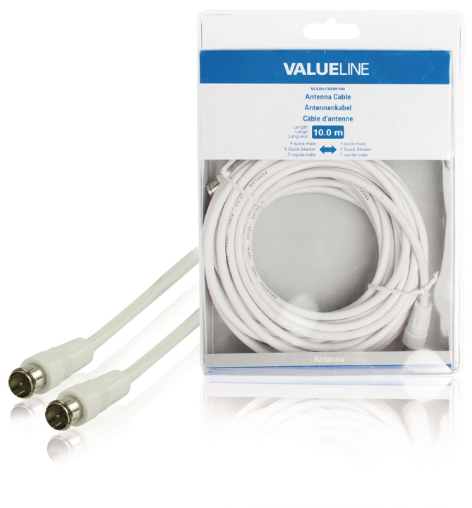 Valueline Antennekabel F-Male Quick - F-Male Quick 10.0 m Wit in de groep HOME ELECTRONICS / Kabels & Adapters / Antennekabels & Accessoires / Antennekabels bij TP E-commerce Nordic AB (C06054)