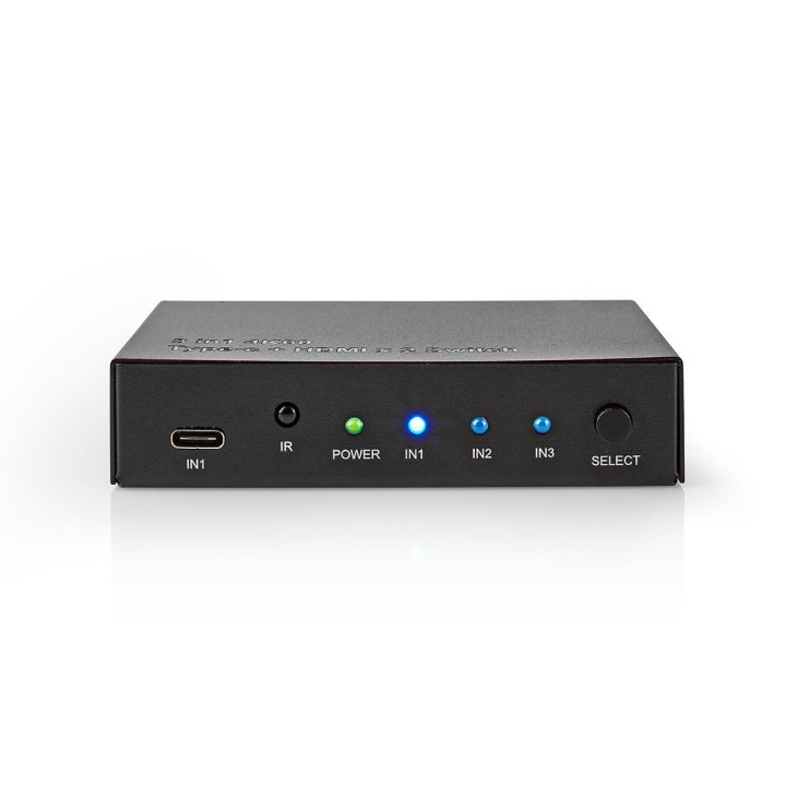 Nedis HDMI™-Switch | 3 poort(en) | 1x USB-C™ / 2x HDMI™ Input | 1x HDMI™ Output | 4K@60Hz | 18.0 Gbps | Metaal | Antraciet in de groep HOME ELECTRONICS / Kabels & Adapters / HDMI / Adapters bij TP E-commerce Nordic AB (C06365)