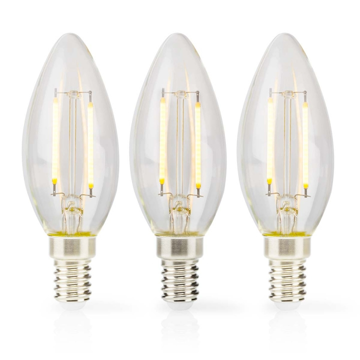 Nedis LED-Filamentlamp E14 | Kaars | 2 W | 250 lm | 2700 K | Warm Wit | Retrostijl | 3 Stuks | Doorzichtig in de groep HOME ELECTRONICS / Verlichting / LED-lampen bij TP E-commerce Nordic AB (C06528)