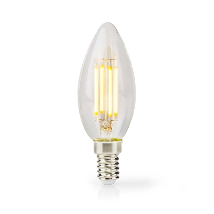 Nedis LED-Filamentlamp E14 | Kaars | 4.5 W | 470 lm | 2700 K | Dimbaar | Warm Wit | Retrostijl | 1 Stuks | Doorzichtig in de groep HOME ELECTRONICS / Verlichting / LED-lampen bij TP E-commerce Nordic AB (C06529)