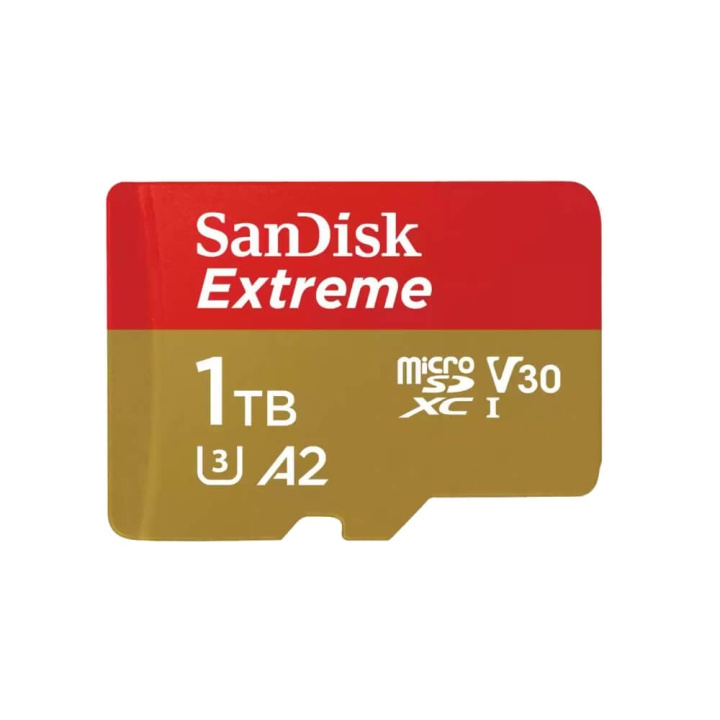 SanDisk MicroSDXC Extreme 1TB 190MB/s A2 C10 V30 med Adapter in de groep HOME ELECTRONICS / Opslagmedia / Geheugenkaarten / Adapters bij TP E-commerce Nordic AB (C06663)