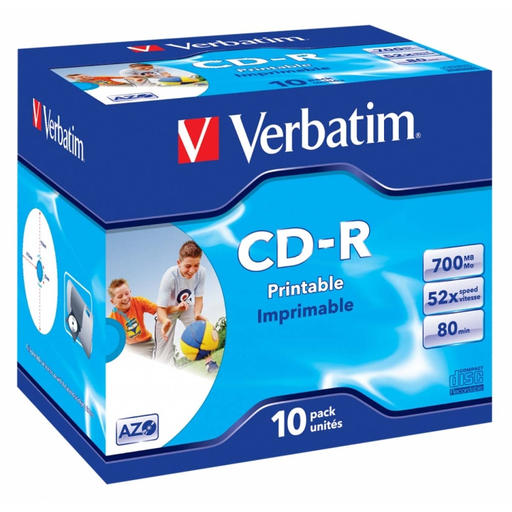 CD-R AZO Wide Inkjet Printable 700 MB 52x 10 Pack spindel in de groep HOME ELECTRONICS / Opslagmedia / CD/DVD/BD-schijven / CD-R bij TP E-commerce Nordic AB (C06765)