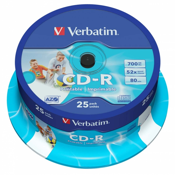 CD-R AZO Wide Inkjet Printable 700 MB 52x 25 Pack Spindel in de groep HOME ELECTRONICS / Opslagmedia / CD/DVD/BD-schijven / CD-R bij TP E-commerce Nordic AB (C06778)