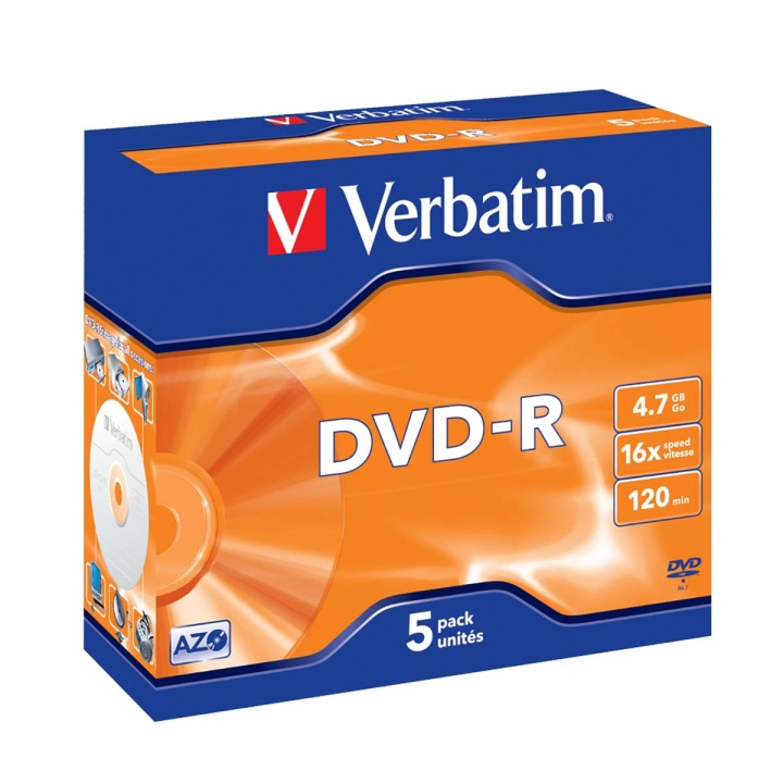 DVD-R AZO 16x 4.7GB 5 Pack Jewel Case Mat Zilver in de groep HOME ELECTRONICS / Opslagmedia / CD/DVD/BD-schijven / DVD-R bij TP E-commerce Nordic AB (C06783)