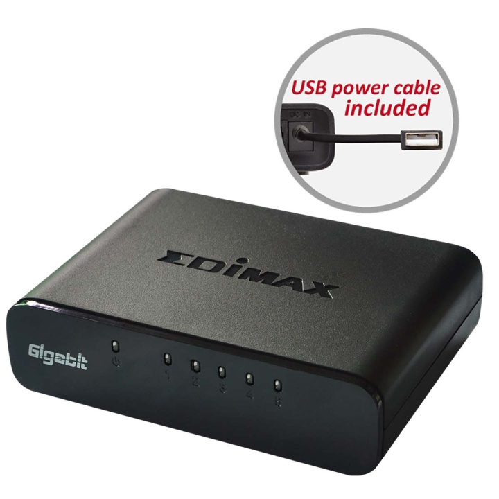 Edimax Netwerk Switch Gigabit 5 Poorten in de groep COMPUTERS & RANDAPPARATUUR / Netwerk / Schakelaars bij TP E-commerce Nordic AB (C06798)