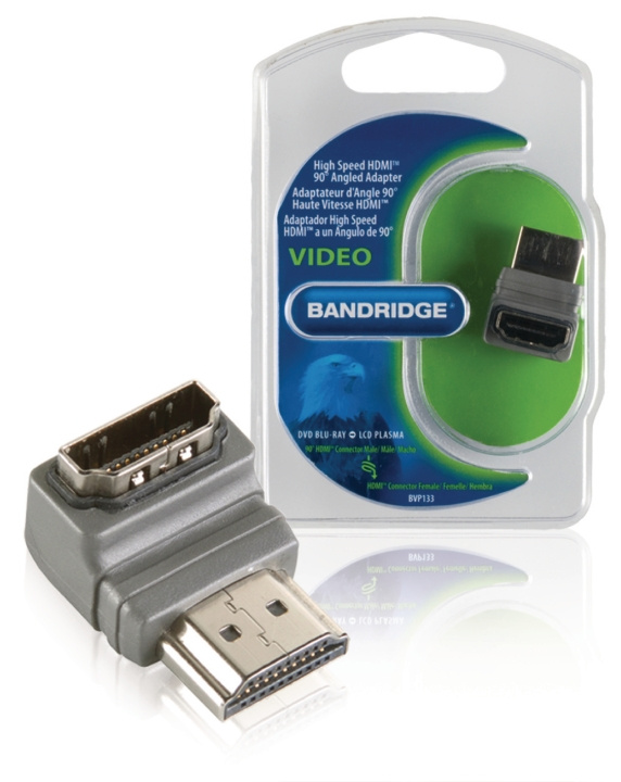 Bandridge High Speed HDMI met Ethernet Adapter 90° Haaks HDMI-Connector - HDMI Female Grijs in de groep HOME ELECTRONICS / Kabels & Adapters / HDMI / Adapters bij TP E-commerce Nordic AB (C06852)