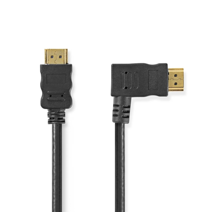 Nedis High Speed ​​HDMI™-Kabel met Ethernet | Rechts Gehoekte HDMI™ Connector | HDMI™ Connector | 4K@30Hz | 10.2 Gbps | 1.50 m | Rond | PVC | Zwart | Envelop in de groep HOME ELECTRONICS / Kabels & Adapters / HDMI / Kabels bij TP E-commerce Nordic AB (C06990)