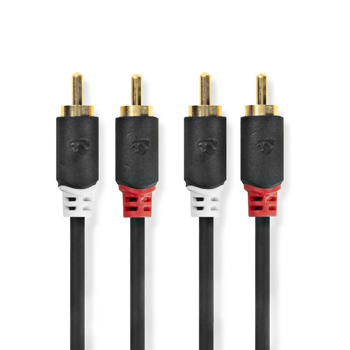 Nedis Stereo-Audiokabel | 2x RCA Male | 2x RCA Male | Verguld | 1.00 m | Rond | Antraciet | Doos in de groep HOME ELECTRONICS / Audio & Beeld / Luidsprekers & accessoires / Accessoires bij TP E-commerce Nordic AB (C07012)