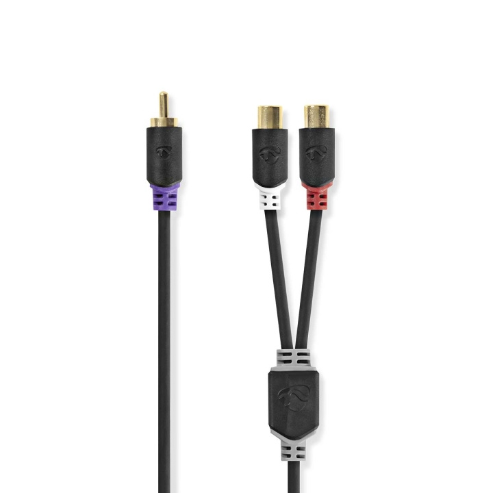 Nedis Subwoofer-Kabel | RCA Male | 2x RCA Female | Verguld | 0.20 m | Rond | 4.0 mm | Antraciet | Doos in de groep HOME ELECTRONICS / Audio & Beeld / Luidsprekers & accessoires / Accessoires bij TP E-commerce Nordic AB (C07019)