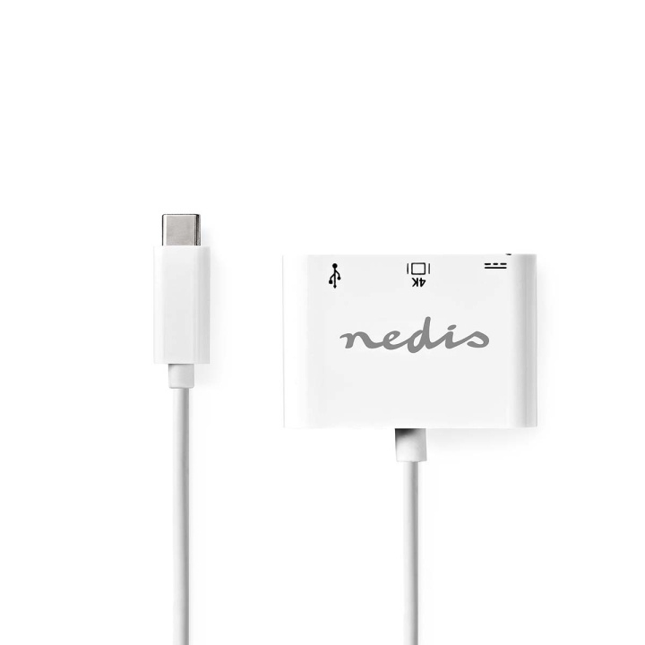 Nedis USB Multi-Port Adapter | USB 3.2 Gen 1 | USB-C™ Male | HDMI™ Output / USB-A Female / USB-C™ Female | 5 Gbps | 0.20 m | Rond | Vernikkeld | PVC | Wit | Doos in de groep HOME ELECTRONICS / Kabels & Adapters / HDMI / Adapters bij TP E-commerce Nordic AB (C07447)
