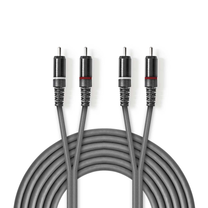 Nedis Stereo-Audiokabel | 2x RCA Male | 2x RCA Male | Vernikkeld | 1.50 m | Rond | Donkergrijs | Kartonnen Sleeve in de groep HOME ELECTRONICS / Audio & Beeld / Luidsprekers & accessoires / Accessoires bij TP E-commerce Nordic AB (C07533)