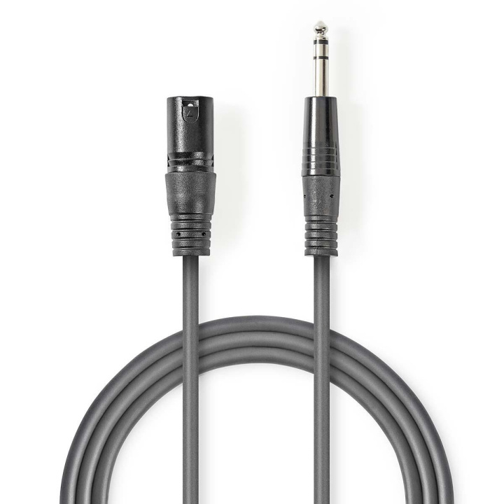 Nedis Gebalanceerde Audiokabel | XLR 3-Pins Male | 6,35 mm Male | Vernikkeld | 1.50 m | Rond | PVC | Donkergrijs | Kartonnen Sleeve in de groep HOME ELECTRONICS / Kabels & Adapters / Audio Analoog / Adapters bij TP E-commerce Nordic AB (C07557)