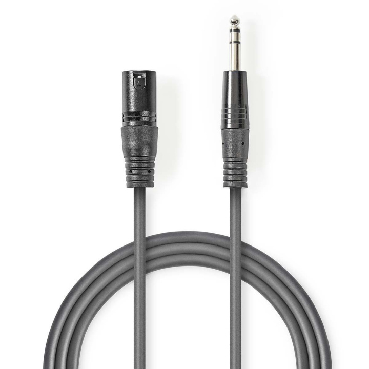 Nedis Gebalanceerde Audiokabel | XLR 3-Pins Male | 6,35 mm Male | Vernikkeld | 3.00 m | Rond | PVC | Donkergrijs | Kartonnen Sleeve in de groep HOME ELECTRONICS / Kabels & Adapters / Audio Analoog / Adapters bij TP E-commerce Nordic AB (C07558)