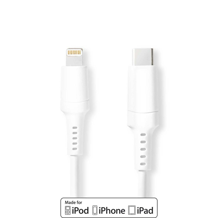 Nedis Lightning Kabel | USB 2.0 | Apple Lightning 8-Pins | USB-C™ Male | 480 Mbps | Vernikkeld | 1.00 m | Rond | PVC | Wit | Doos in de groep SMARTPHONE & TABLETS / Opladers & Kabels / Kabels / Kabels Lightning bij TP E-commerce Nordic AB (C07747)