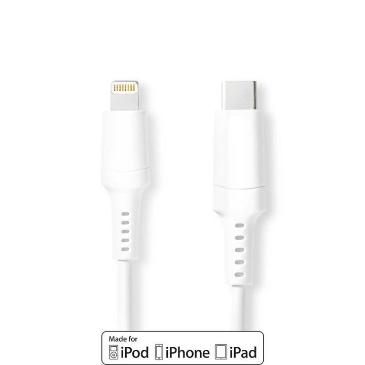 Nedis Lightning Kabel | USB 2.0 | Apple Lightning 8-Pins | USB-C™ Male | 480 Mbps | Vernikkeld | 2.00 m | Rond | PVC | Wit | Doos in de groep SMARTPHONE & TABLETS / Opladers & Kabels / Kabels / Kabels Lightning bij TP E-commerce Nordic AB (C07748)
