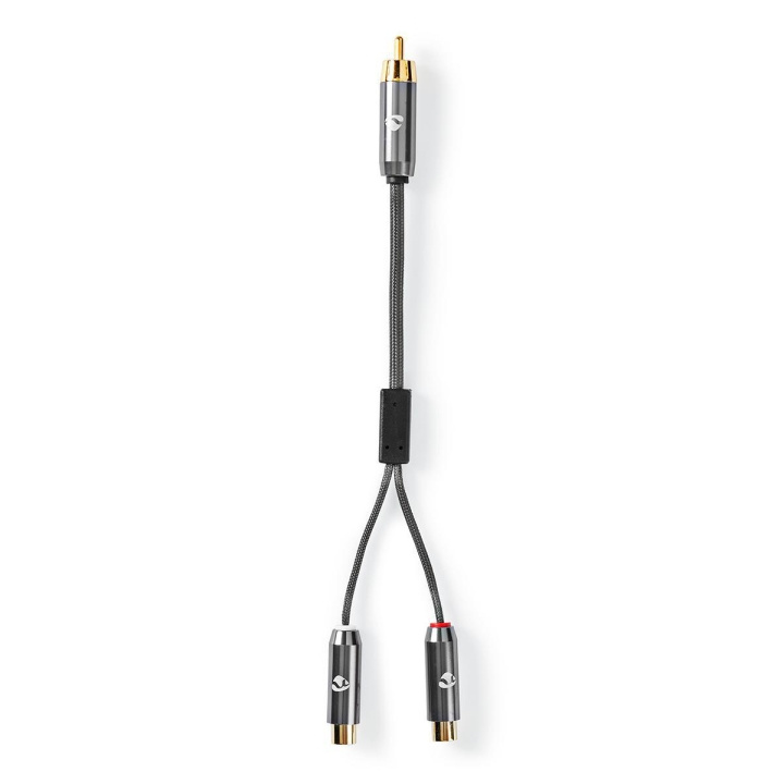 Nedis Subwoofer-Kabel | RCA Male | 2x RCA Female | Verguld | 0.20 m | Rond | 4.5 mm | Gun Metal Grijs | Cover Window Box in de groep HOME ELECTRONICS / Audio & Beeld / Luidsprekers & accessoires / Accessoires bij TP E-commerce Nordic AB (C07792)