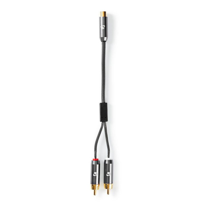 Subwoofer-Kabel | 2x RCA Male | RCA Female | Verguld | 0.20 m | Rond | 4.5 mm | Antraciet / Gun Metal Grijs | Cover Window Box in de groep HOME ELECTRONICS / Kabels & Adapters / Luidsprekerkabels bij TP E-commerce Nordic AB (C07793)