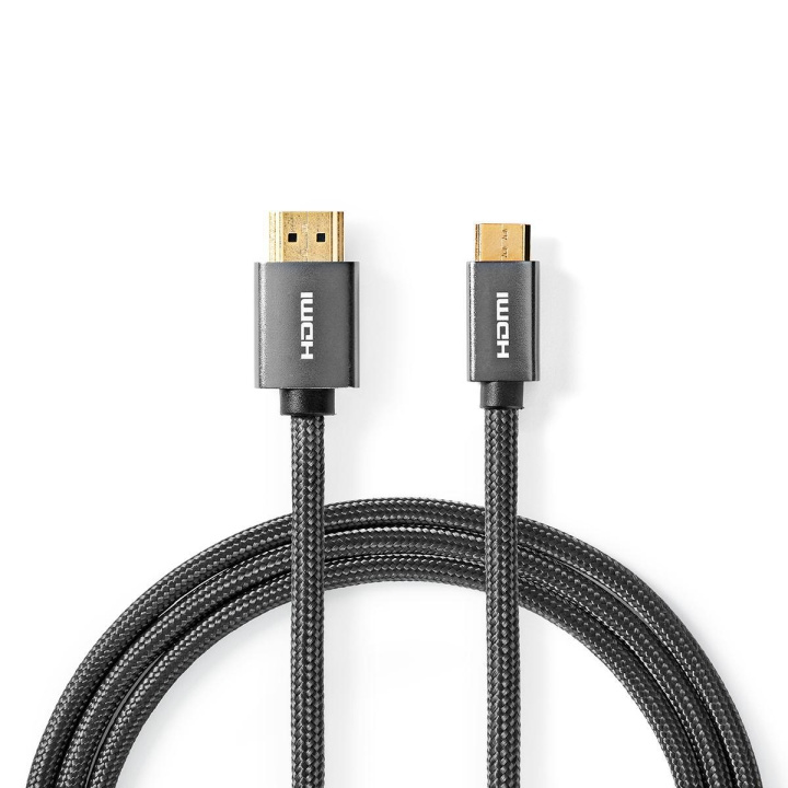 Nedis High Speed ​​HDMI™-Kabel met Ethernet | HDMI™ Connector | HDMI™ Mini-Connector | 4K@60Hz | 18 Gbps | 2.00 m | Rond | Katoen | Antraciet / Gun Metal Grijs | Cover Window Box in de groep HOME ELECTRONICS / Kabels & Adapters / HDMI / Kabels bij TP E-commerce Nordic AB (C07815)