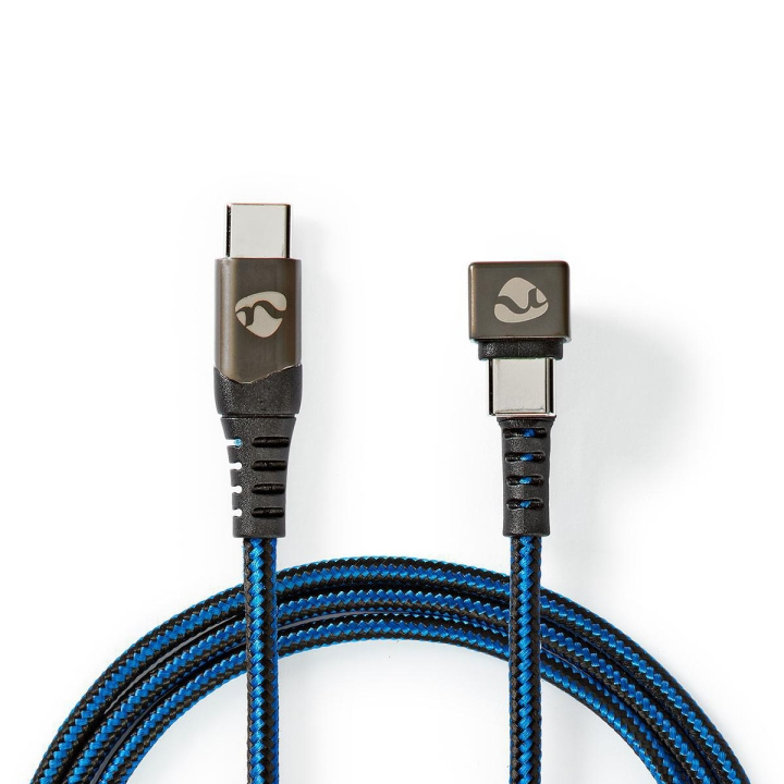 Nedis USB-Kabel | USB 2.0 | USB-C™ Male | USB-C™ Male | 480 Mbps | Verguld | 1.00 m | Rond | Gevlochten / Nylon | Blauw / Zwart | Cover Window Box in de groep SMARTPHONE & TABLETS / Opladers & Kabels / Kabels / Kabels Type C bij TP E-commerce Nordic AB (C07947)