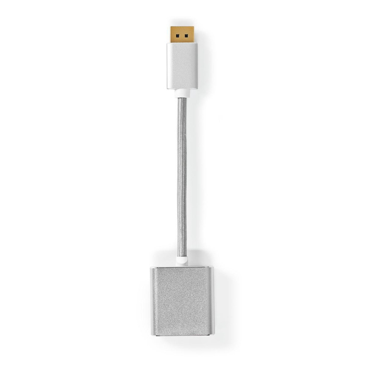 Nedis DisplayPort-Kabel | DisplayPort Male | DVI-D 24+1-Pins Female | 1080p | Verguld | 0.20 m | Rond | Gevlochten | Zilver | Cover Window Box in de groep COMPUTERS & RANDAPPARATUUR / Computerkabels / DisplayPort / Kabels bij TP E-commerce Nordic AB (C07965)